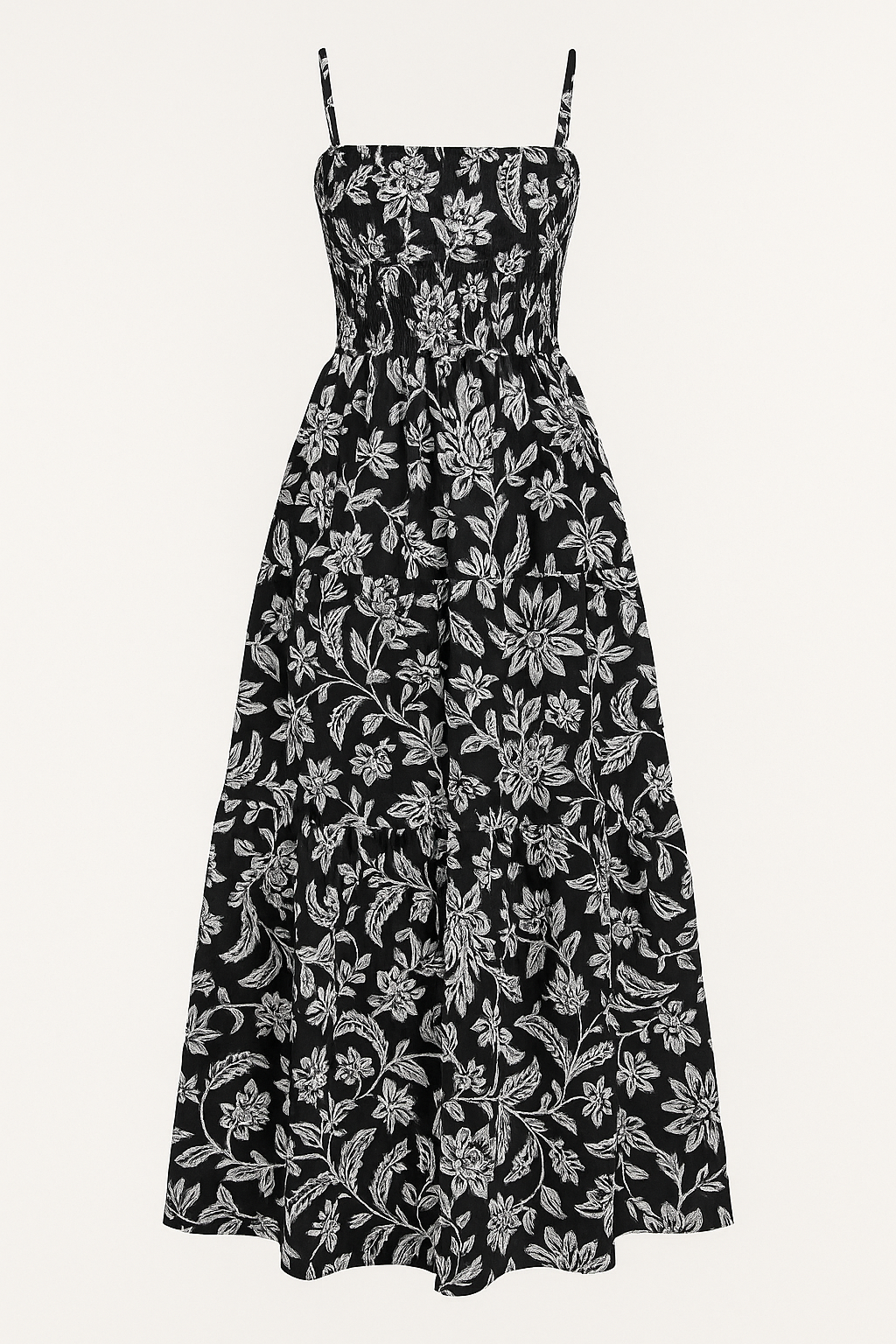 Robe Longue Fleurie Smockée | Légère & Aérienne | Parfaite pour les Vacances d'Été