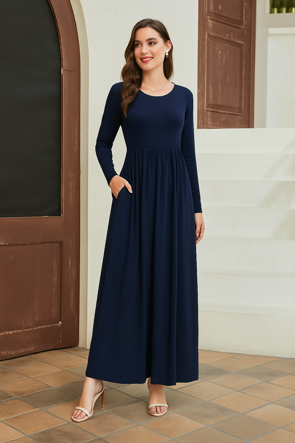 Robe Maxi Élégante à Manches Longues | Intemporelle | Fluide & Confortable