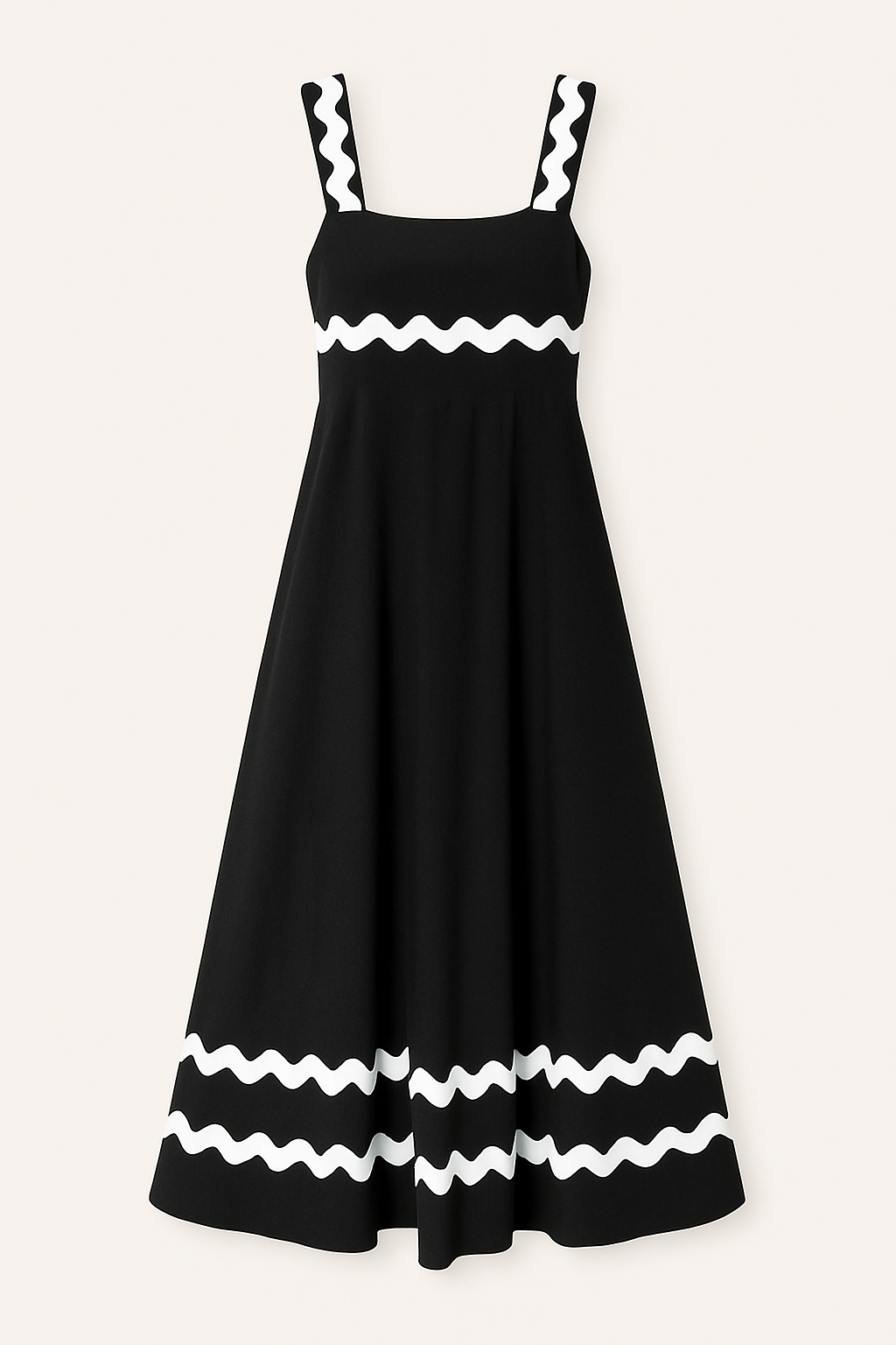 Robe Longue à Bretelles Ondulées | Été | Fluide & Élégante
