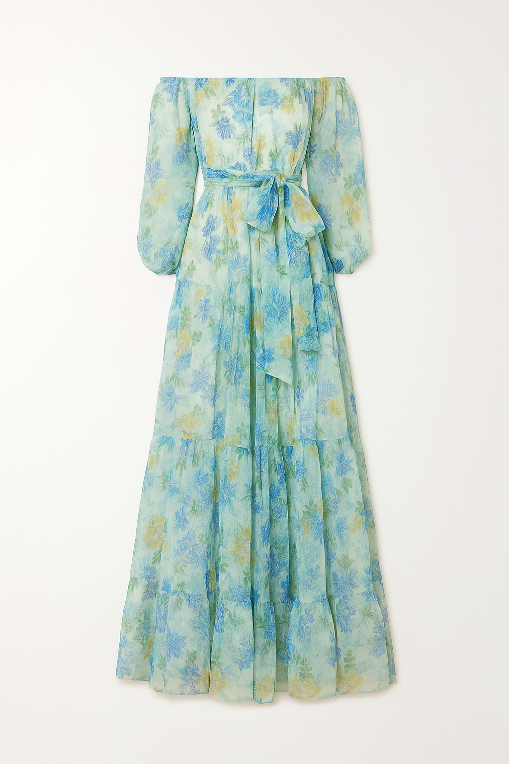 Robe Longue Fleurie Épaules Dénudées | Romantique | Fluide & Élégante