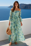 Robe Longue Fleurie Épaules Dénudées | Romantique | Fluide & Élégante
