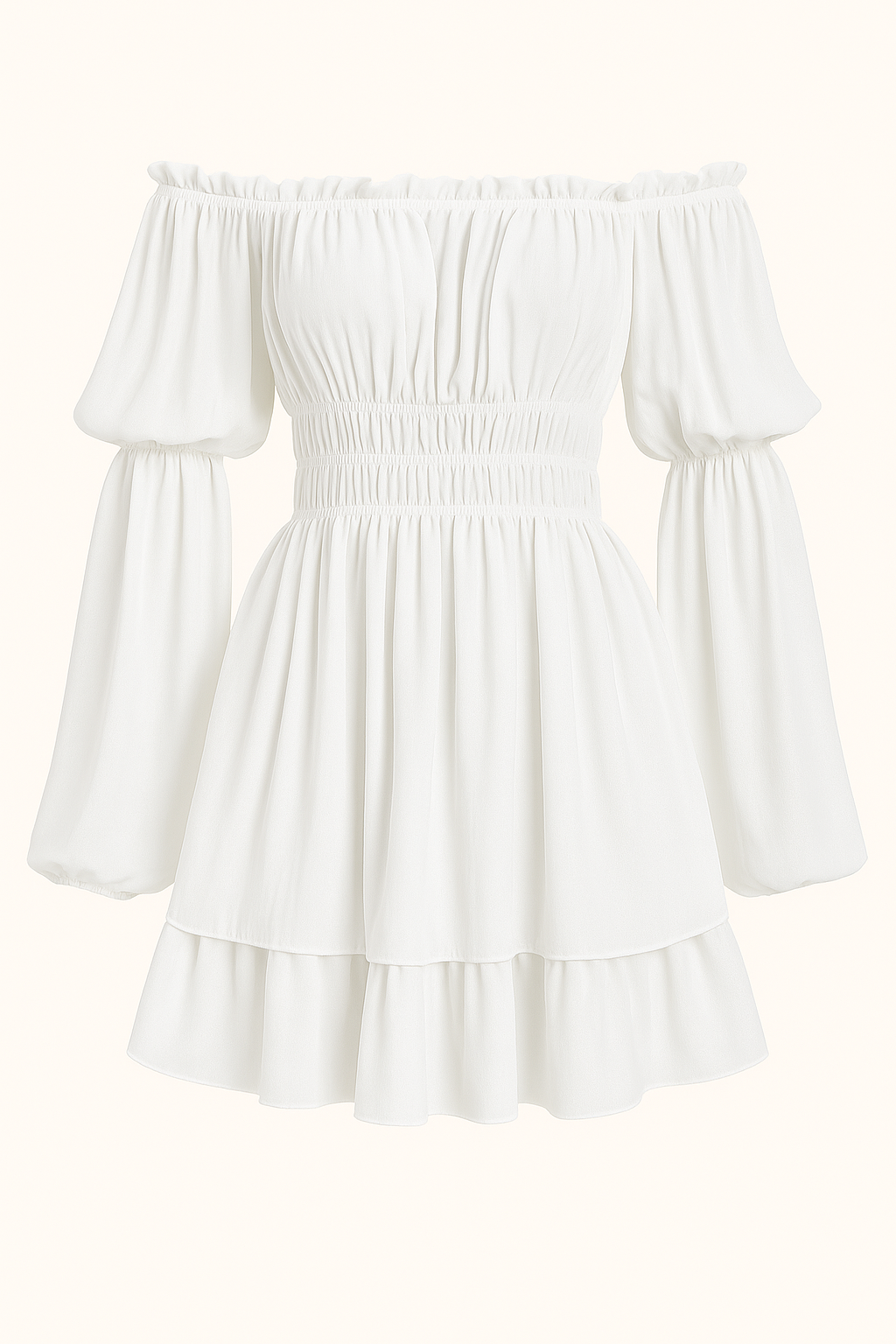 Robe Courte en Mousseline Épaules Dénudées | Blanche | Fluide et Féminine