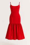 Robe Midi Élégante à Volants | Chic | Féminine et Intemporelle