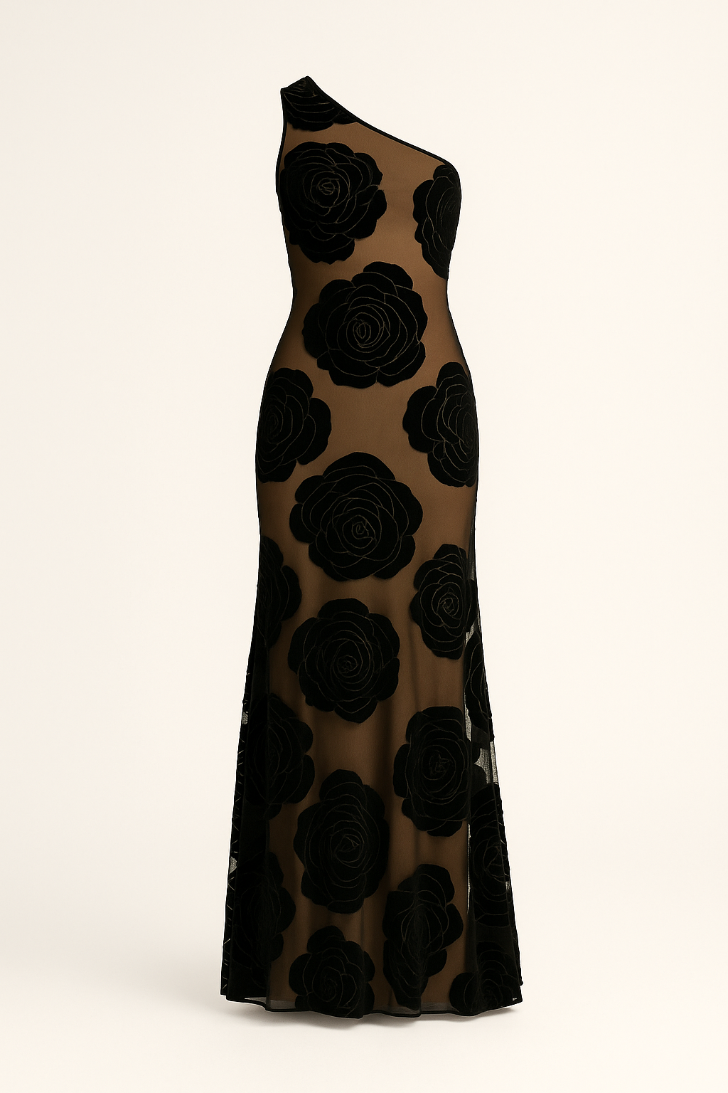 Robe Longue Transparente Fleurie | Élégante & Sexy | Robe de Soirée Asymétrique