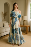 Robe Longue en Mousseline Fleurie | Fluide & Féminine | Parfaite pour Mariages & Événements