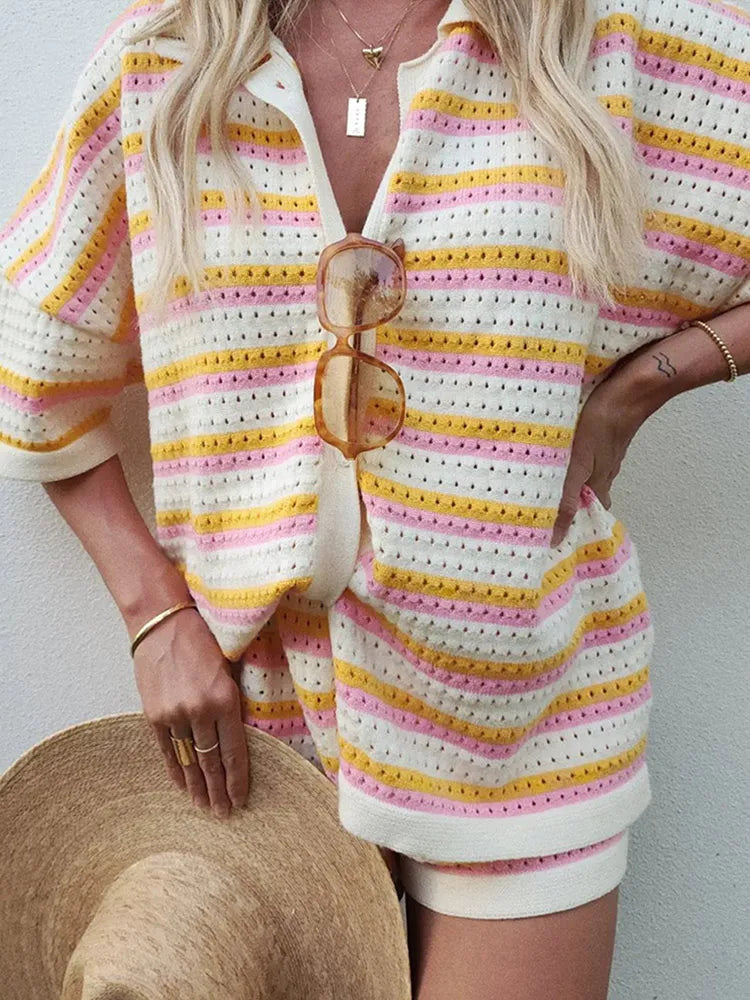 Ensemble en Maille Rayé | Décontracté & Chic | Confort Léger