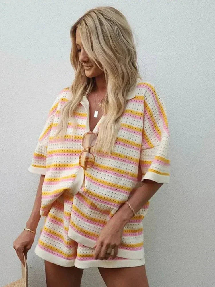 Ensemble en Maille Rayé | Décontracté & Chic | Confort Léger