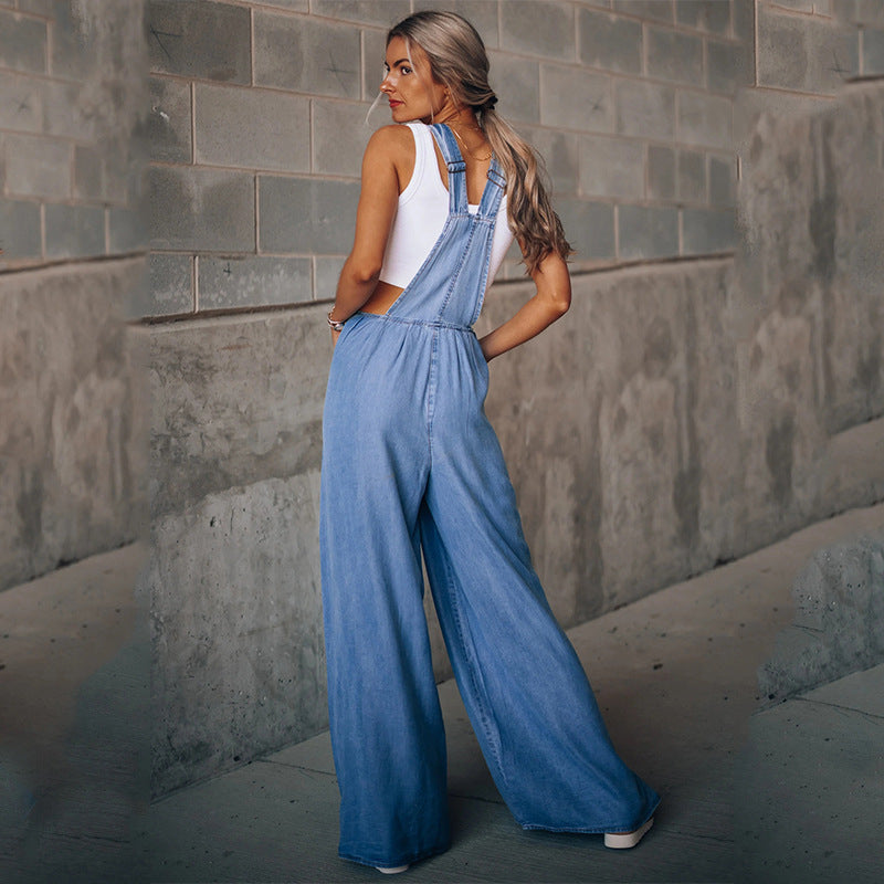 Salopette Large en Jean | Bleu | Style Décontracté & Tendance