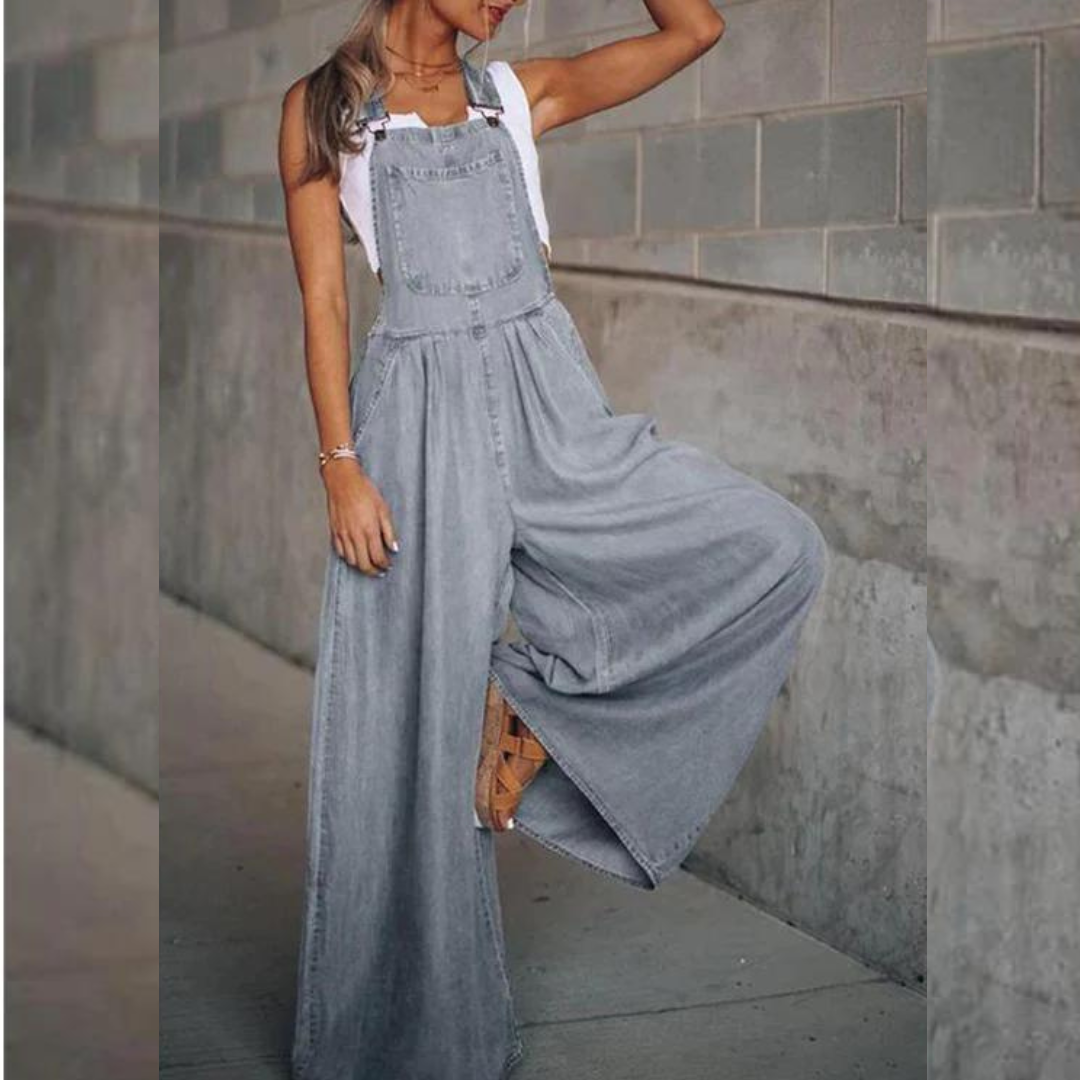 Salopette Large en Jean | Bleu | Style Décontracté & Tendance