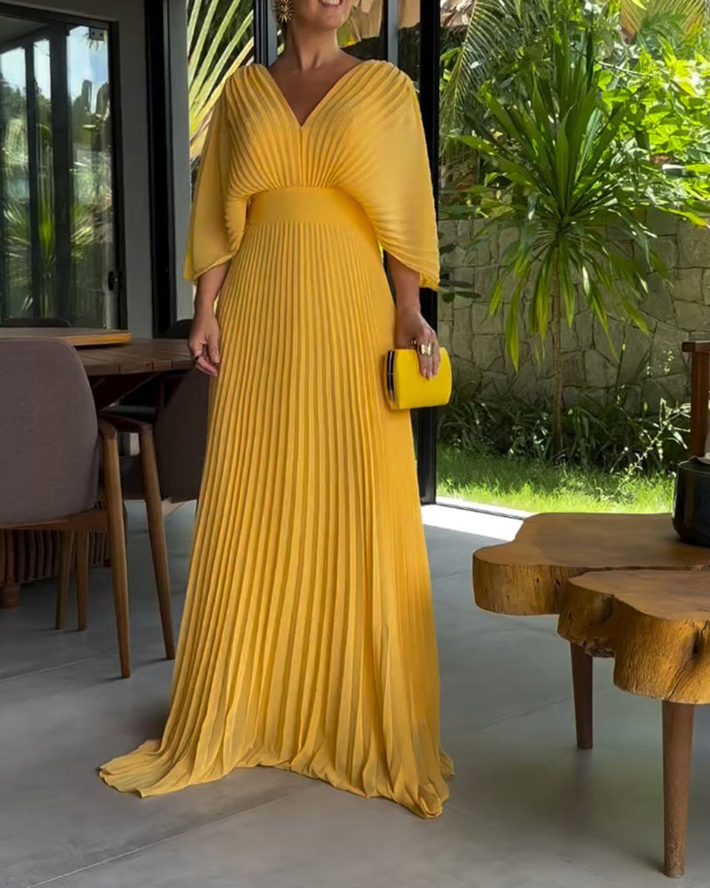 Robe Longue Plissée Élégante | Fluide | Chic & Sophistiquée