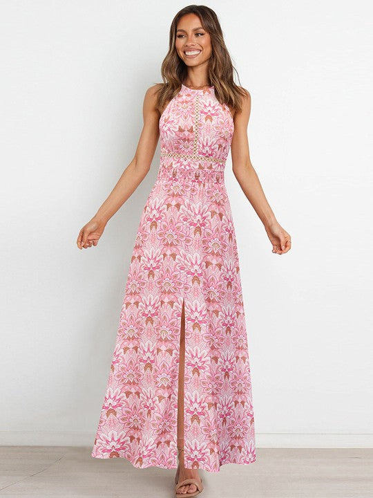 Robe Longue Fleurie à Col Halter | Légère & Aérienne | Parfaite pour l’Été