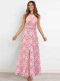 Robe Longue Fleurie à Col Halter | Légère & Aérienne | Parfaite pour l’Été