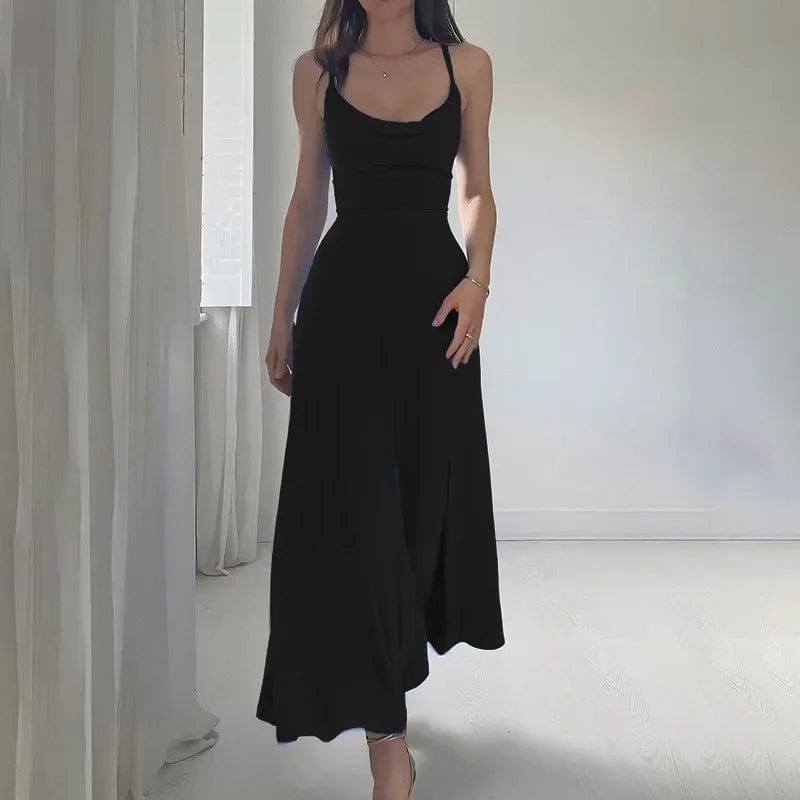 Robe Longue en Satin | Col Bénitier | Silhouette Élégante et Fluide