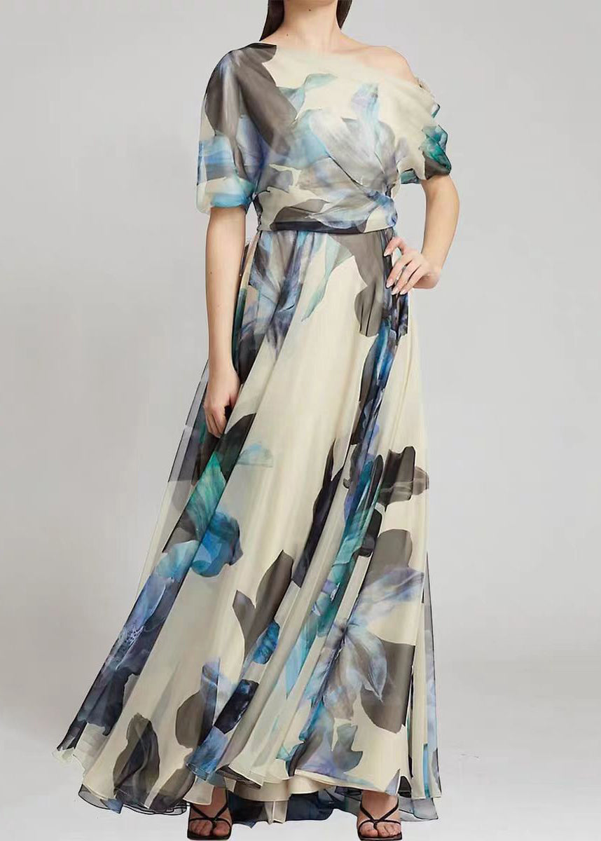 Robe Longue en Mousseline Fleurie | Fluide & Féminine | Parfaite pour Mariages & Événements