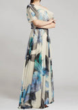 Robe Longue en Mousseline Fleurie | Fluide & Féminine | Parfaite pour Mariages & Événements