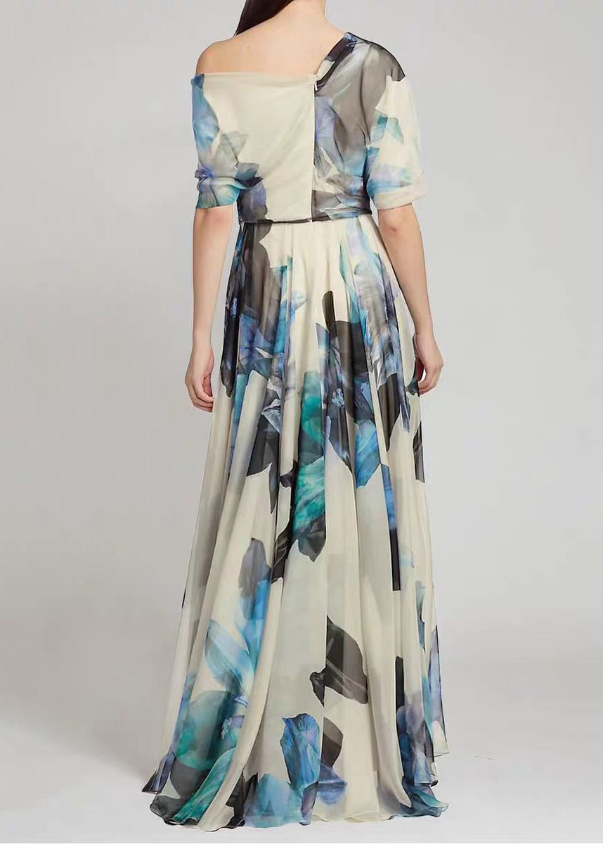 Robe Longue en Mousseline Fleurie | Fluide & Féminine | Parfaite pour Mariages & Événements