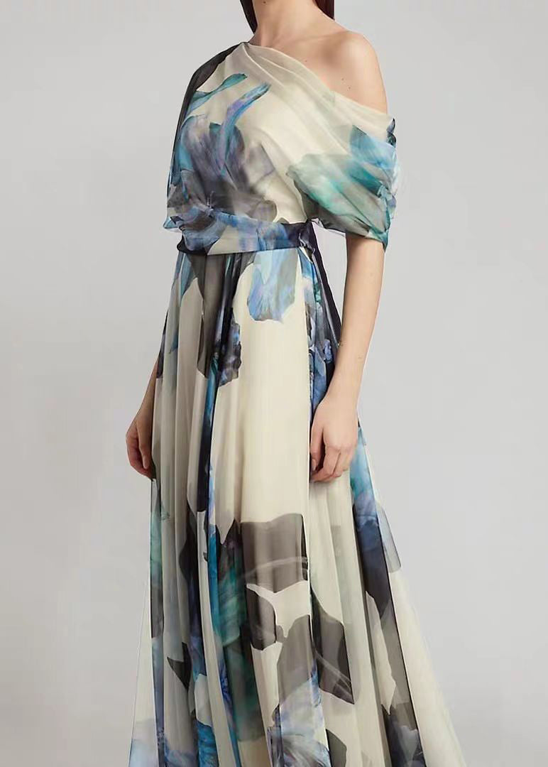 Robe Longue en Mousseline Fleurie | Fluide & Féminine | Parfaite pour Mariages & Événements