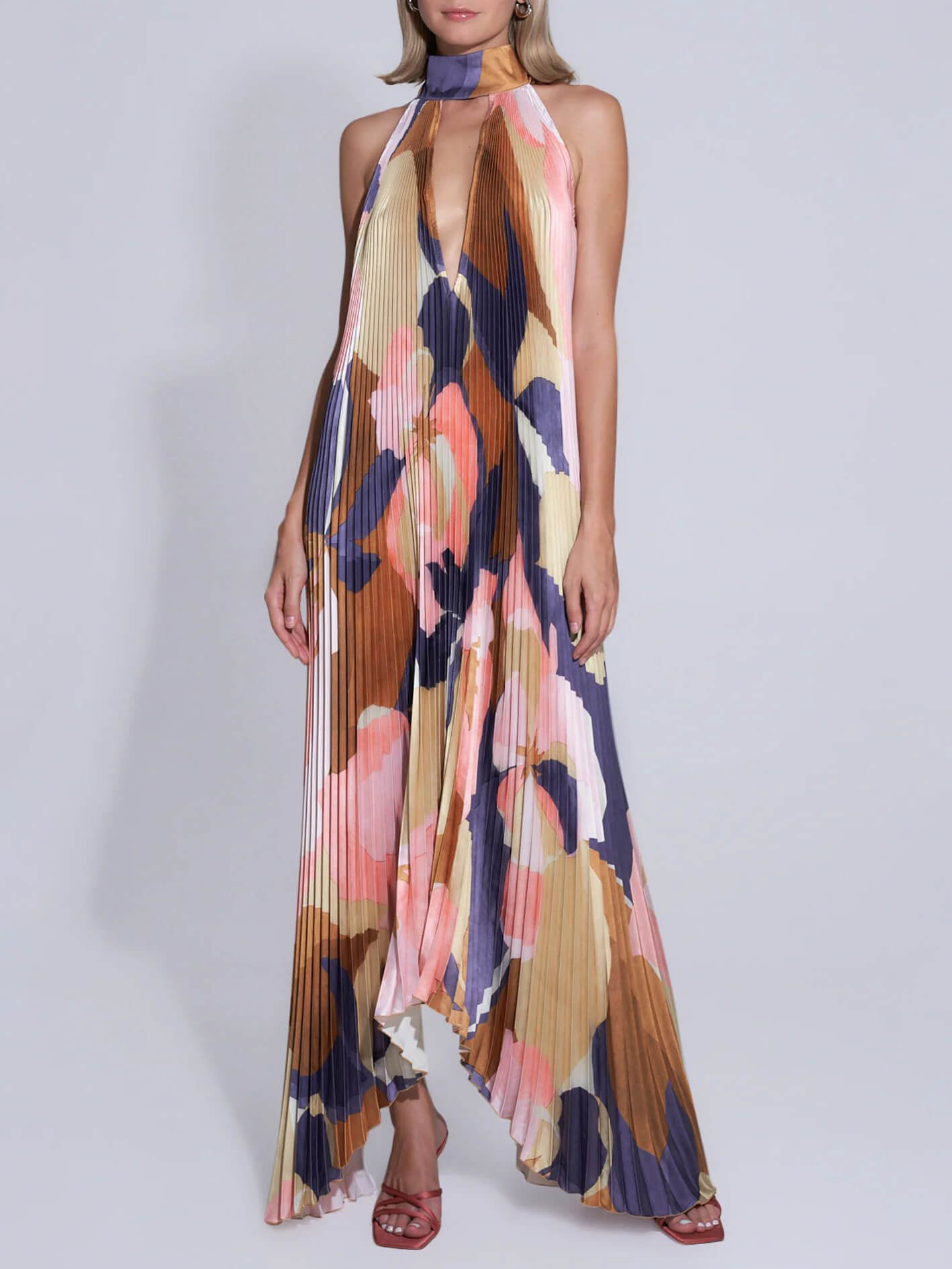 Robe Longue Plissée à Col Halter | Élégante & Fluide | Mode Statement
