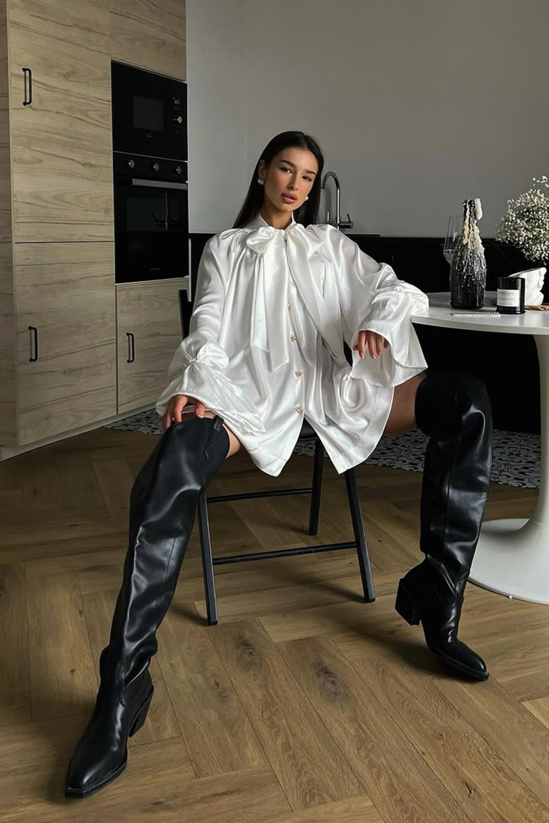 Robe Chemise Élégante avec Nœud | Chic | Fluide & Sophistiquée