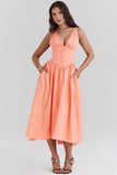 Robe Midi Fleurie | Corsage Structuré & Jupe Évasée | Élégance Fraîche