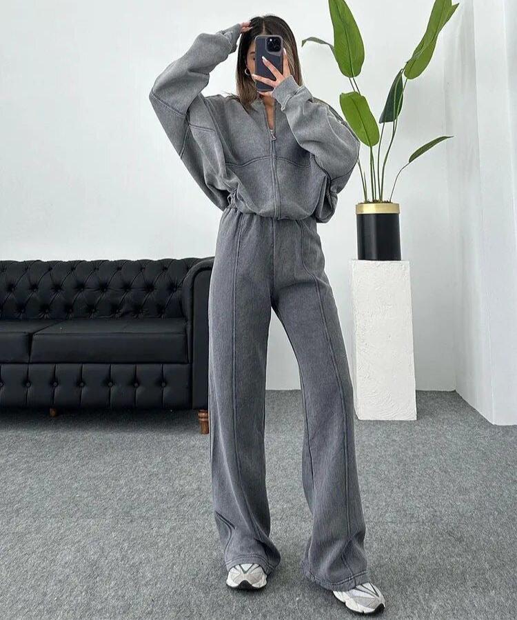 Ensemble Décontracté Zippé Oversize | Confort Streetwear | Relax & Tendance
