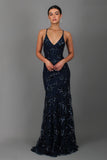 Robe de Soirée à Sequins | Bleu Marine | Élégante & Brillante