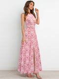 Robe Longue Fleurie à Col Halter | Légère & Aérienne | Parfaite pour l’Été