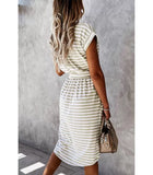 Robe Midi Rayée | Ceinture à Nouer | Décontractée & Élégante
