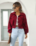 Veste Courte en Velours Côtelé | Manches Oversize | Tendance & Confortable
