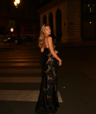 Robe de Soirée Longue Asymétrique | Transparence Florale | Élégance Sculptée