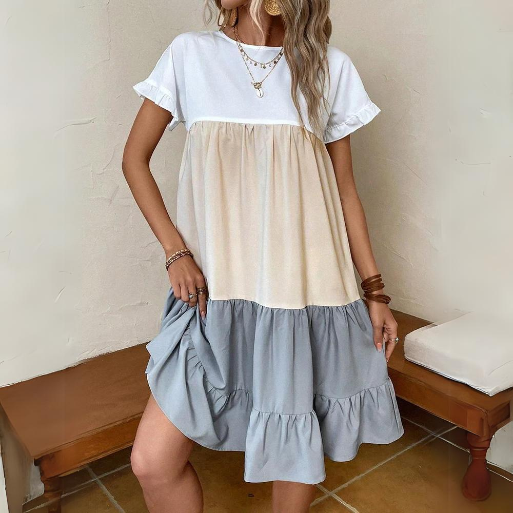 Robe Babydoll Color Block | Coupe Ample | Décontractée & Tendance