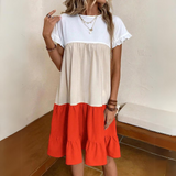 Robe Babydoll Color Block | Coupe Ample | Décontractée & Tendance