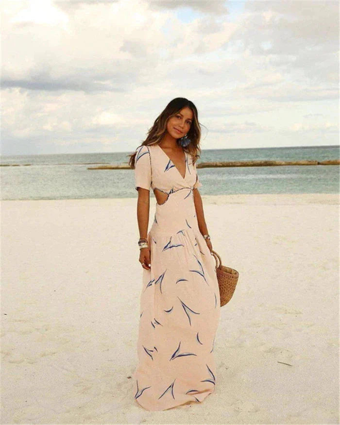 Robe Longue Bohème Découpée | Confort Fluide | Élégance de Plage