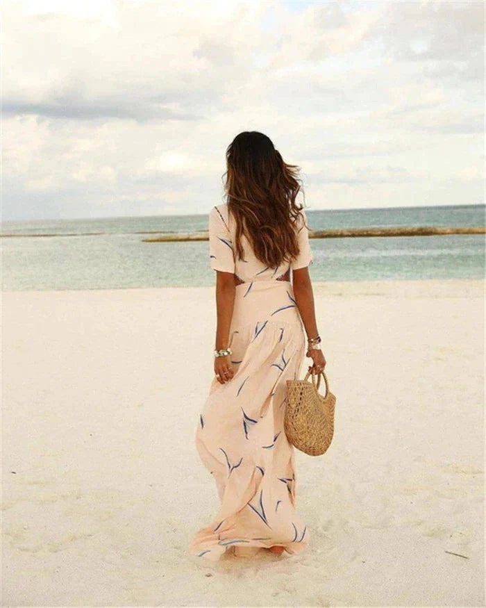 Robe Longue Bohème Découpée | Confort Fluide | Élégance de Plage