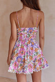 Robe Courte à Fleurs et Nœud | Bordure Dentelle | Éclat Romantique Estival