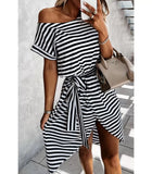 Robe Midi Rayée | Ceinture à Nouer | Décontractée & Élégante