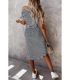 Robe Midi Rayée | Ceinture à Nouer | Décontractée & Élégante