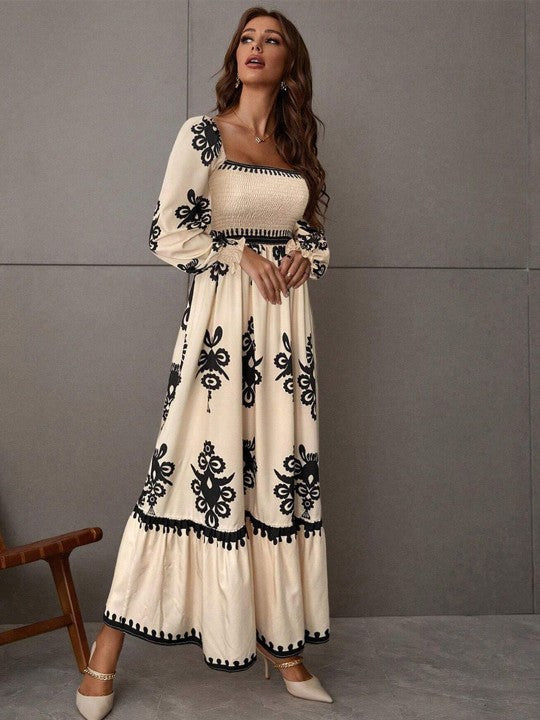 Robe longue bohème brodée | Abricot | Élégance romantique et intemporelle