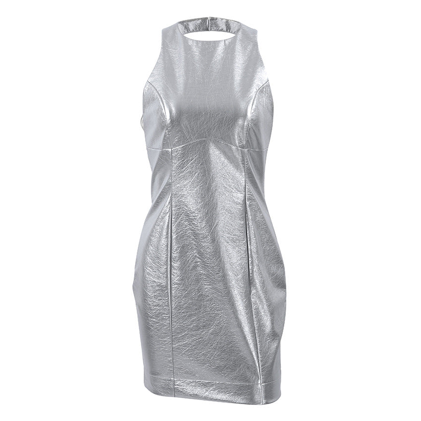 Robe Mini Métallique Ajustée | Argent | Futuriste, Glamour et Éblouissante