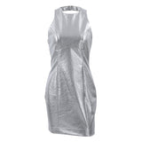 Robe Mini Métallique Ajustée | Argent | Futuriste, Glamour et Éblouissante