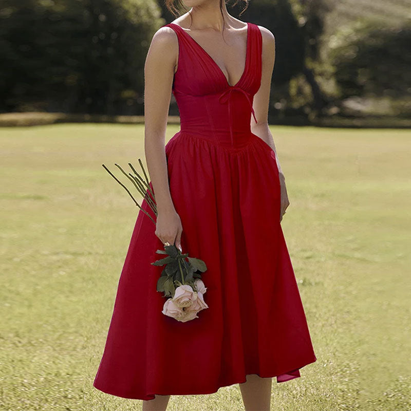 Robe Midi Vintage Sans Manches Fleurie | Romantique | Élégance Légère