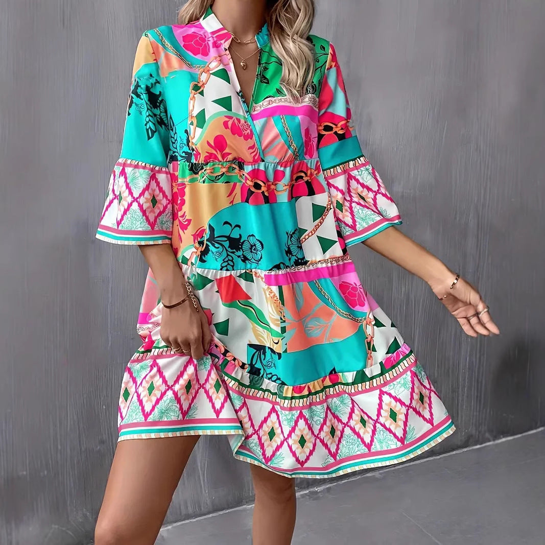 Robe Tunique Imprimée Bohème | Colorée | Légère et Ludique