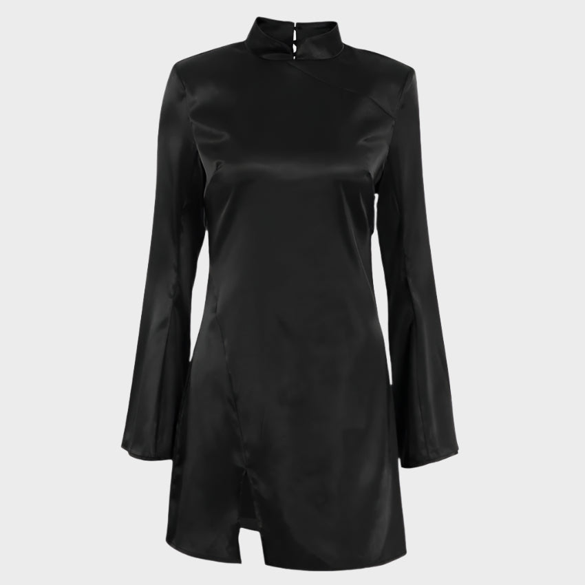 Robe Courte en Satin avec Fente | Silhouette Élancée | Élégance de Soirée