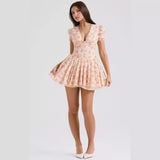 Robe Courte à Fleurs et Manches Bouffantes | Fleurs Jaunes | Romantique, Légère et Féminine