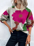 Pull graphique en maille texturée | Motif abstrait | Coupe droite | Style artistique