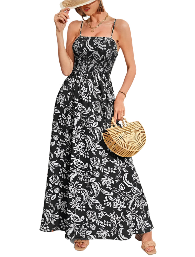Robe Longue Fleurie | Sans Manches | Style Estival Élégant