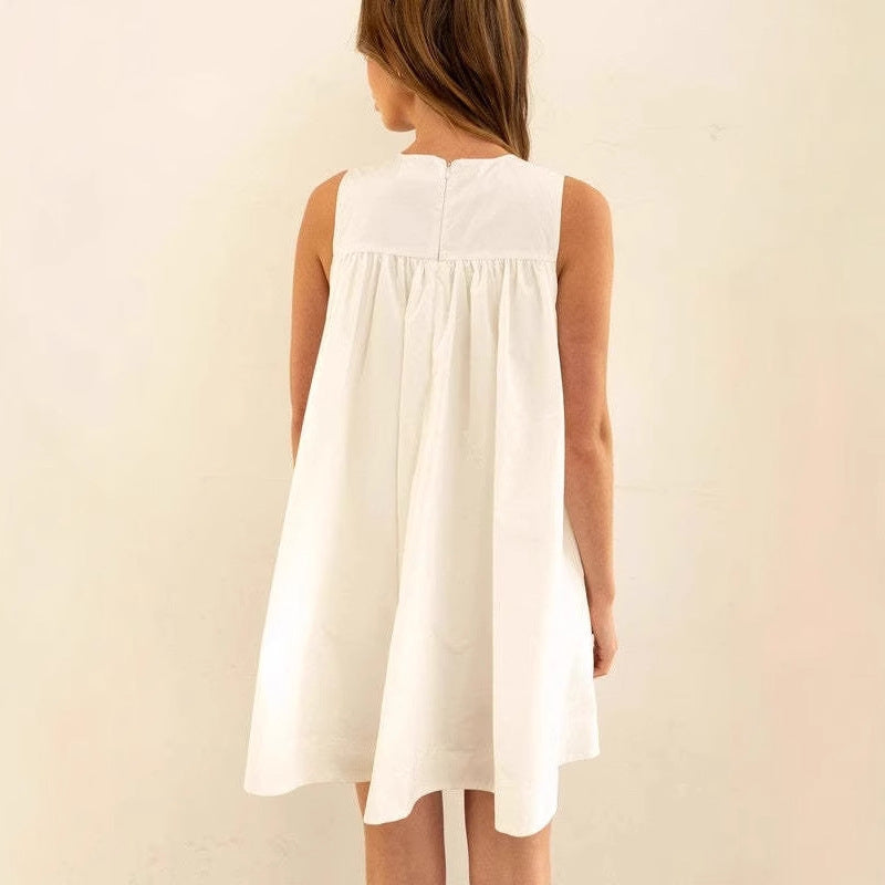 Robe Courte en Coton Sans Manches | Coupe Évasée | Simplicité d'Été