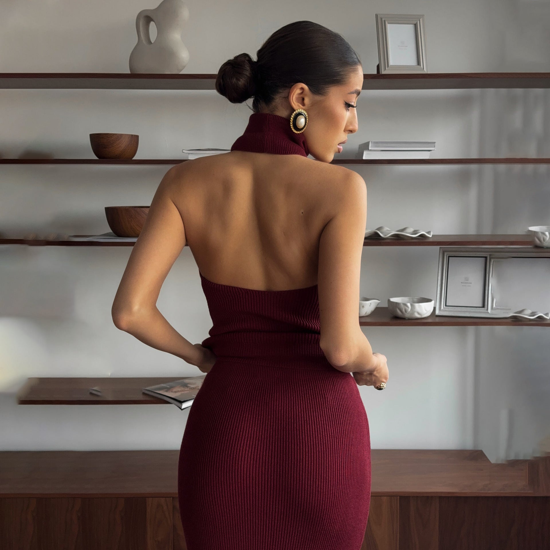 Robe Pull Sans Manches Ajustée | Mélange de Coton Côtelé | Élégante et Moderne