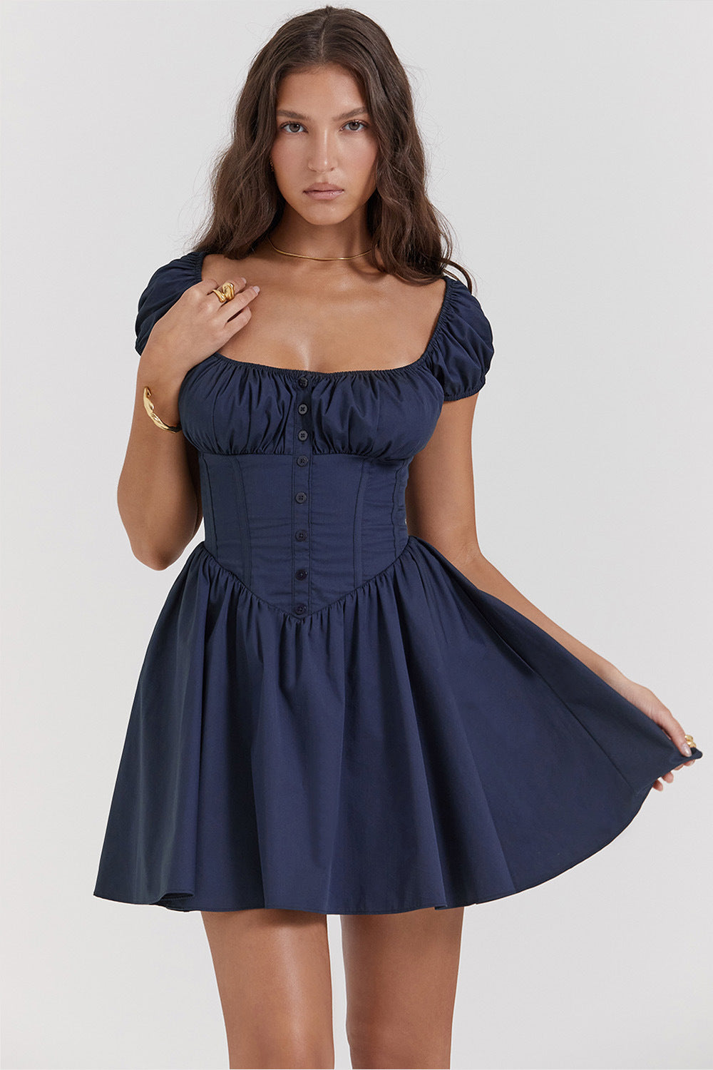 Robe Courte à Encolure Carrée et Corset | Rouge | Féminine, Ajustée et Romantique