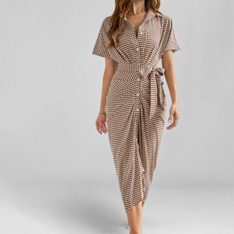 Robe Midi Ceinturée à Boutons Chic | Légère | Élégance Sans Effort